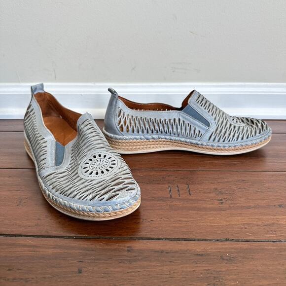 Spring Step Shoes - Spring Step Womens Sz 40 EU 9.5 US Newday Slip-On Shoe Leather Flats Blue